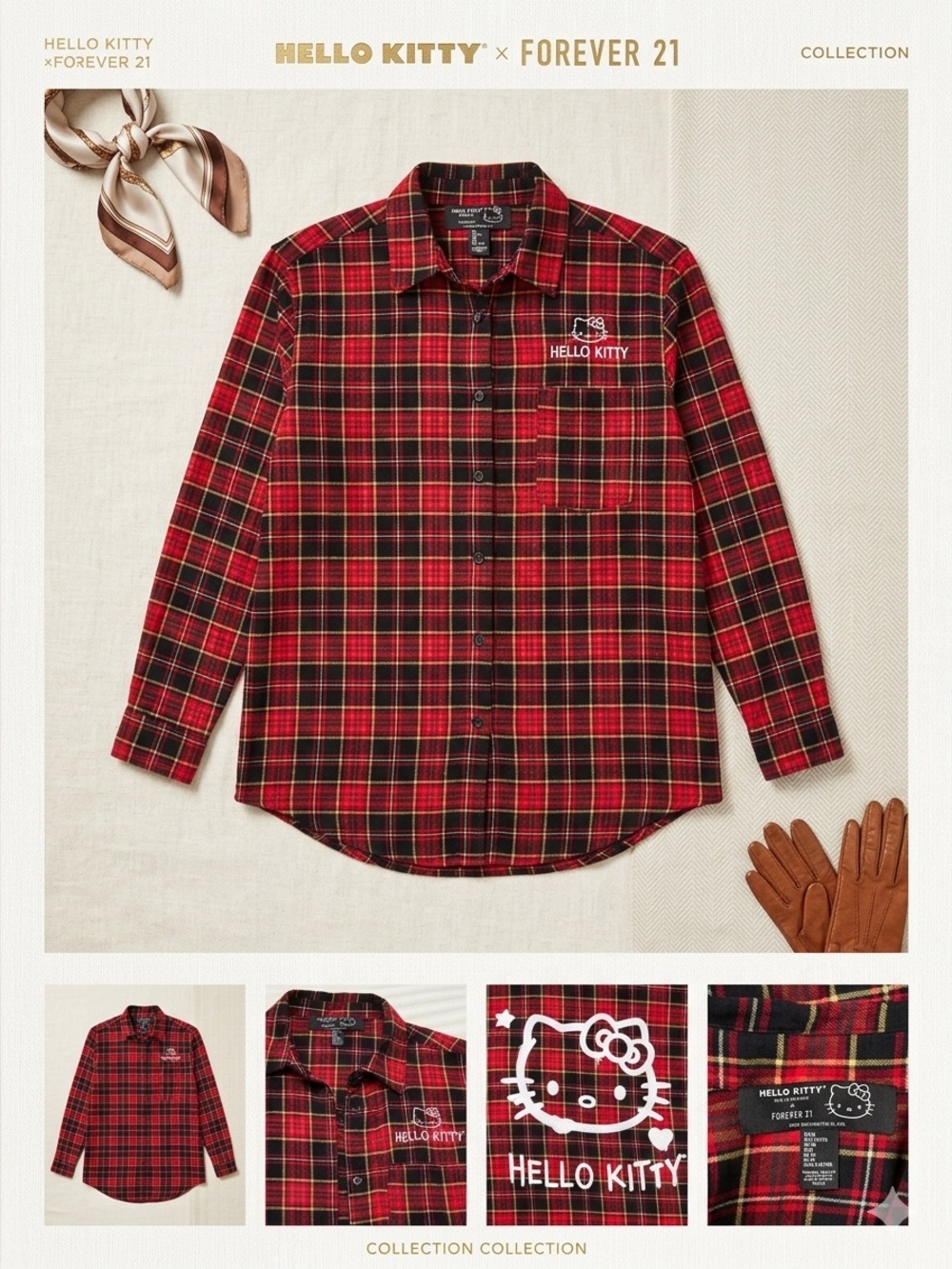 Hello Kitty women’s Red and Black Checkered Shirt